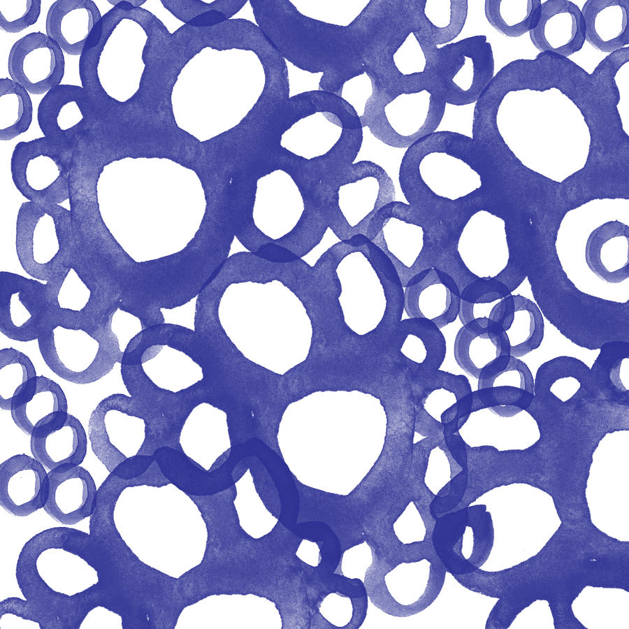 Indigo Bubbles- Contemporary Absrtract Watercolor Painting