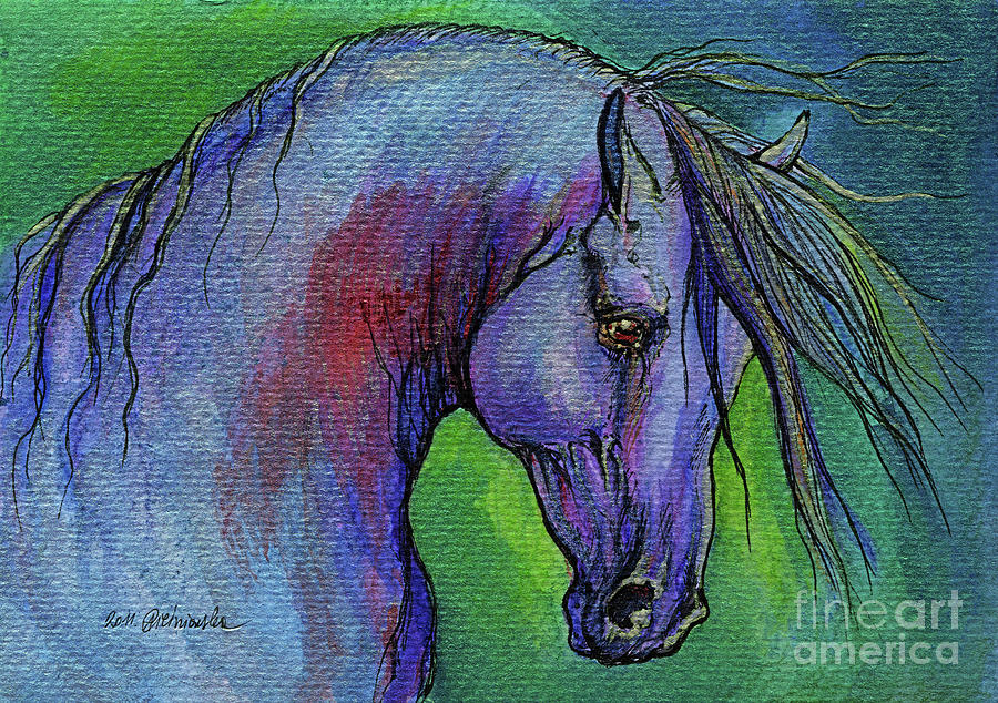 Indigo Horse Painting by Ang El