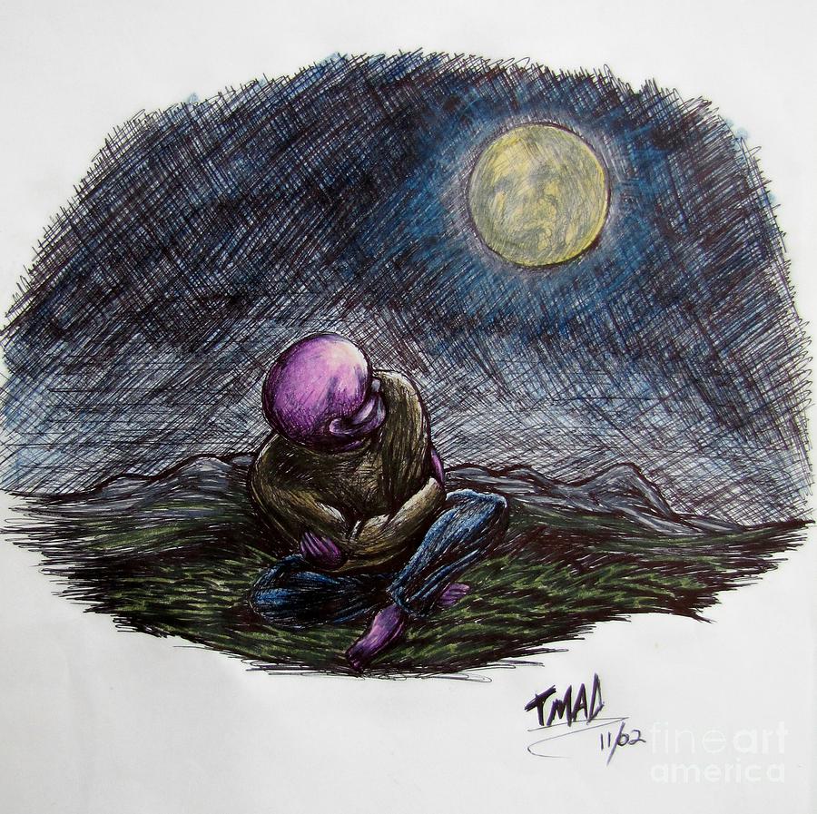 Indigo Night Drawing by Michael  TMAD Finney