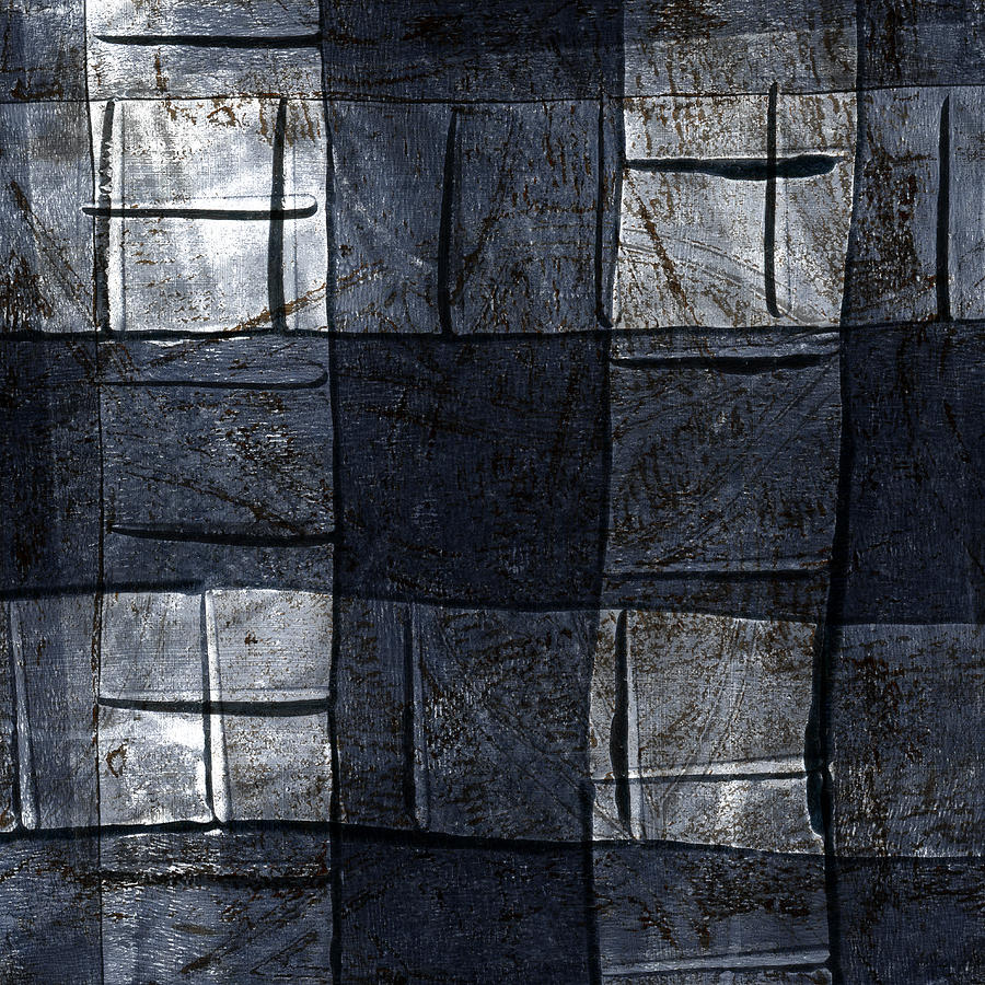 Abstract Mixed Media - Indigo Squares 4 of 5 by Carol Leigh