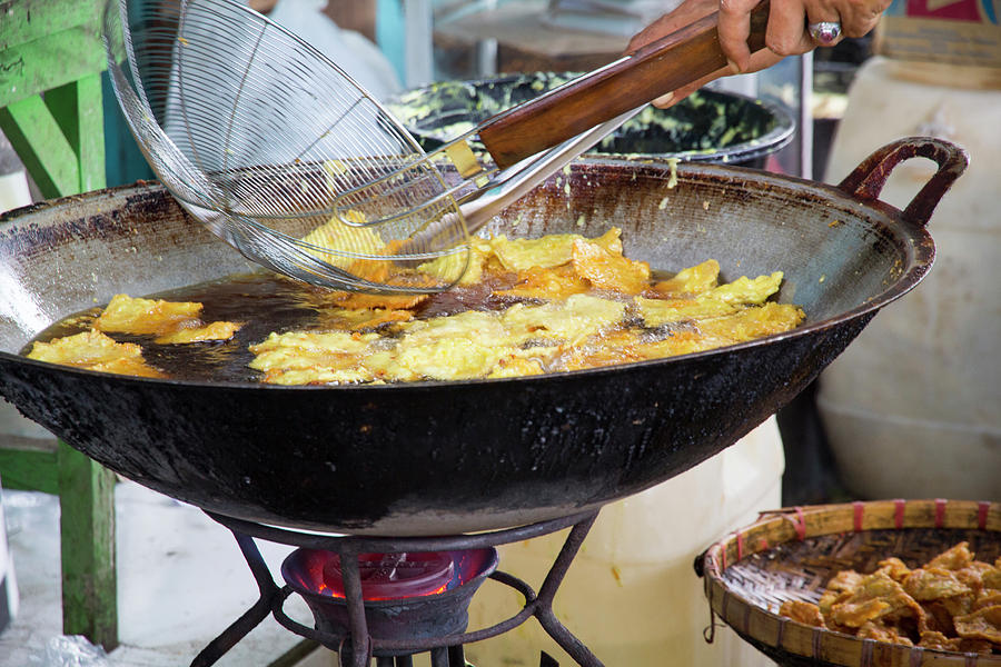 Asia Photograph - Indonesia, Bali Frying Indonesian Food by Emily Wilson