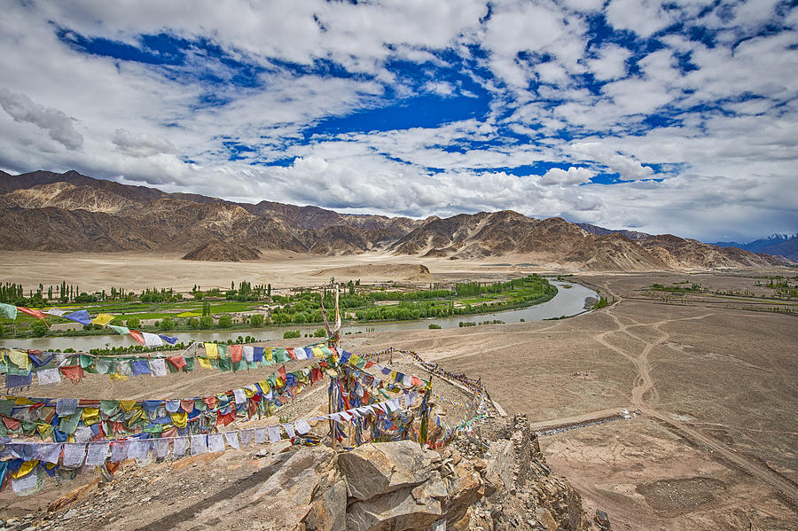 Indus Valley in Ladakh, Northern India, seen from Stakna Gompa Photograph by Guenterguni