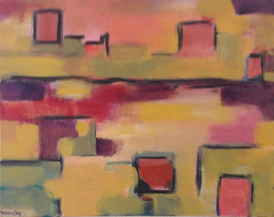 Abstract Painting - Industrial Colors at Dawn by Patricia Cleasby