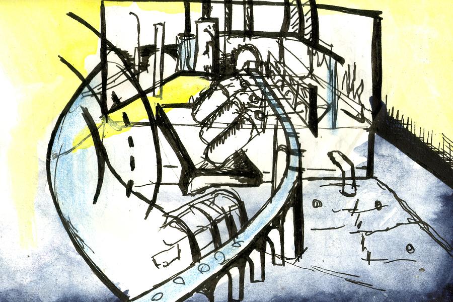 Katharine Hepburn Drawing - Industrial Landscape by Seb Mcnulty