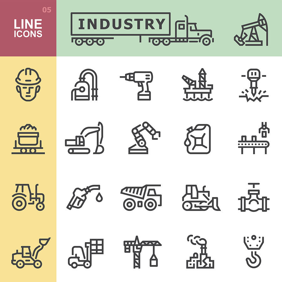 Industry icons Drawing by Steppeua