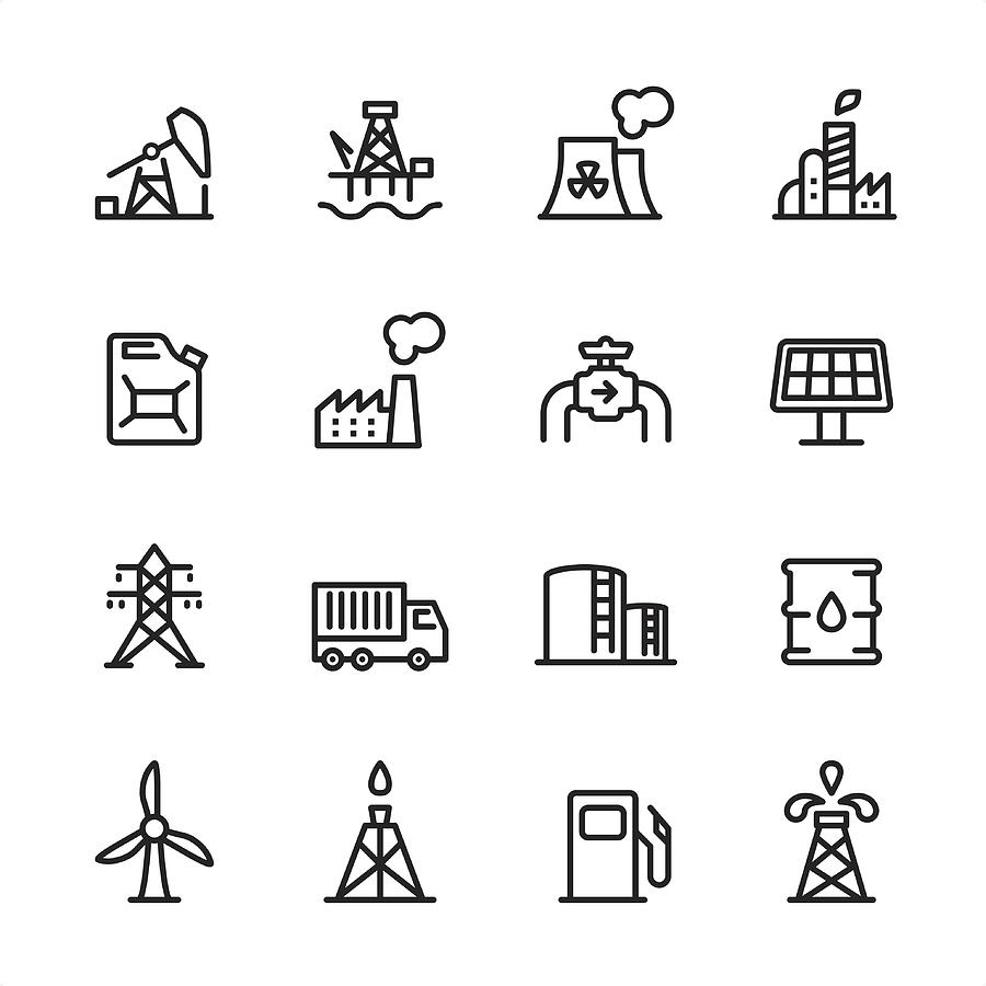 Industry Station - outline icon set Drawing by Lushik