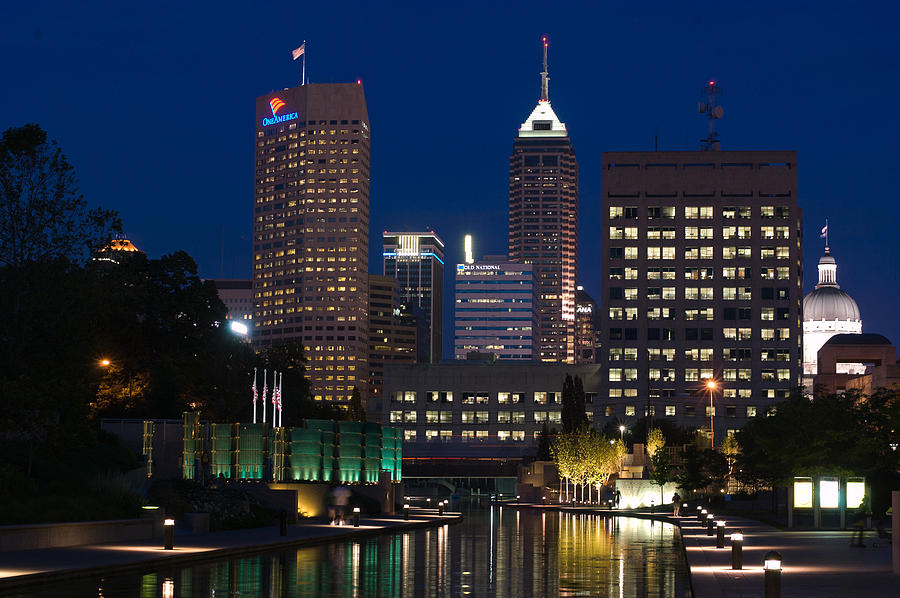 Indy Downtown Canal Night Photograph by Eric Schoch