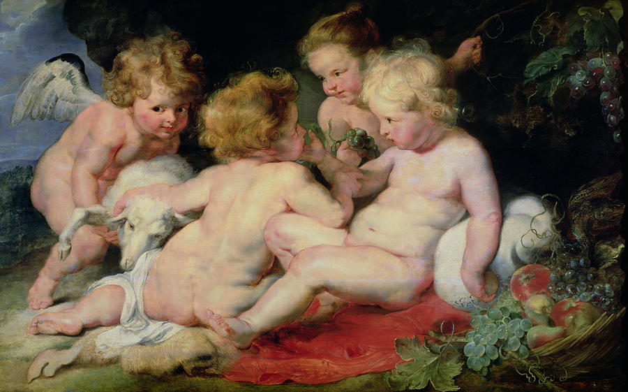 Infant Christ With John The Baptist And Two Angels Painting by Peter Paul Rubens