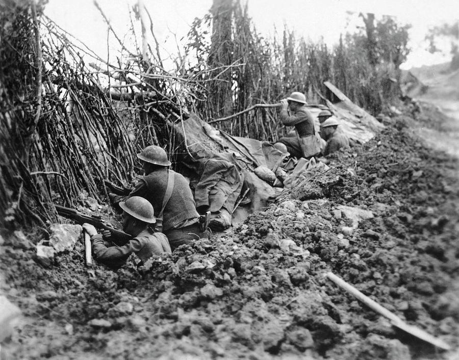 Infantry Peering Over The Top Of A Trench Photograph by Usa National ...