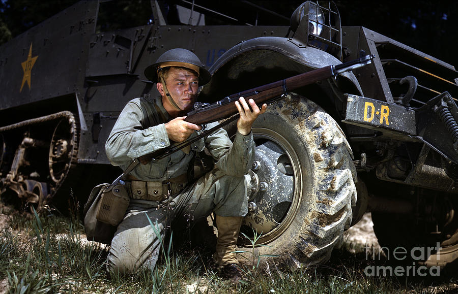 Infantryman in 1942 with M1 Garand Photograph by Paul Fearn