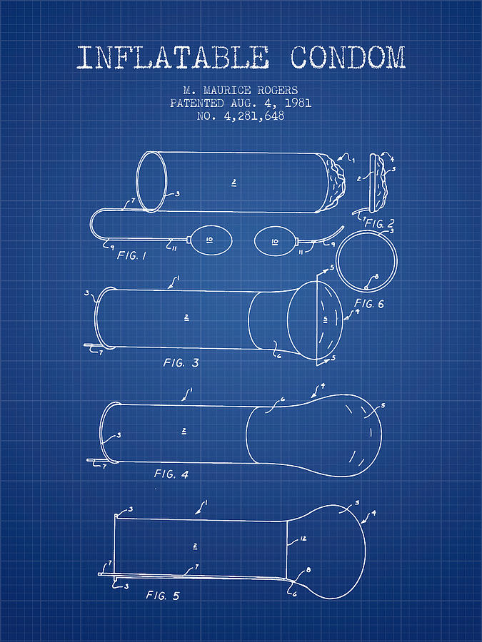Vintage Digital Art - Inflatable Condom Patent from 1981 - Blueprint by Aged Pixel