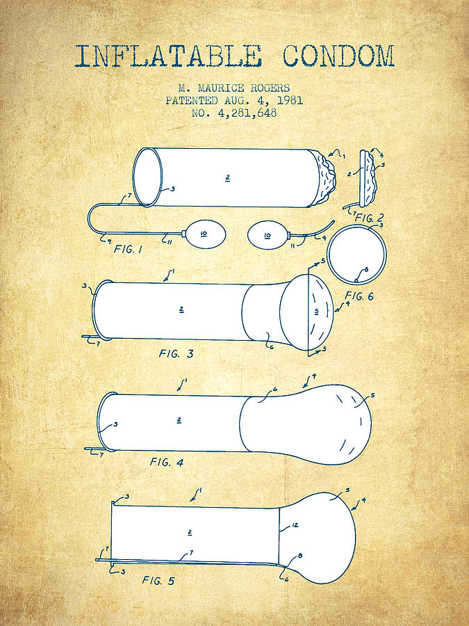 Inflatable Condom Patent From 1981 - Vintage Paper Digital Art