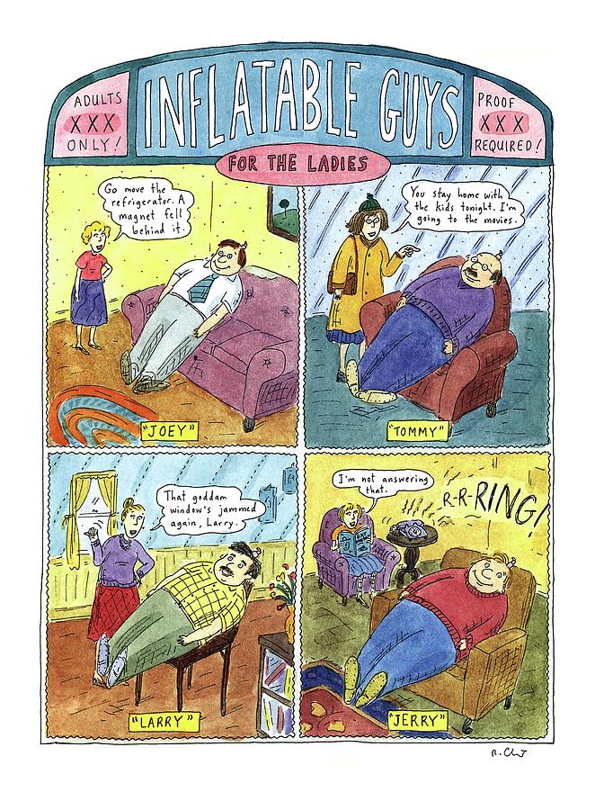 Inflatable Guys For The Ladies Drawing by Roz Chast
