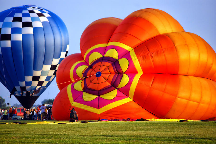 Inflating Big Orange Hot Air Balloon Photograph by Thomas Woolworth