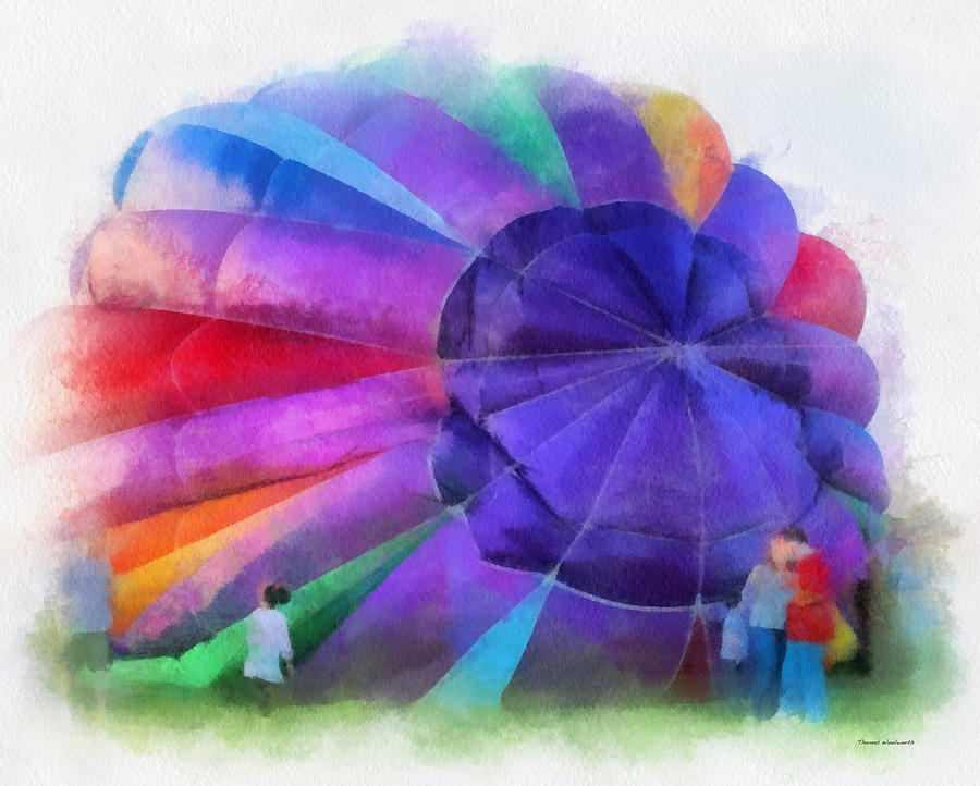 Transportation Photograph - Inflating The Rainbow Hot Air Balloon Photo Art by Thomas Woolworth