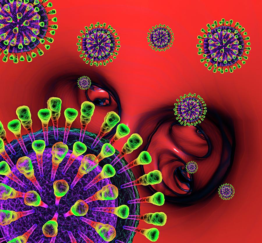 Influenza Virus Particles In Lung Airways Photograph by K H Fung/science Photo Library