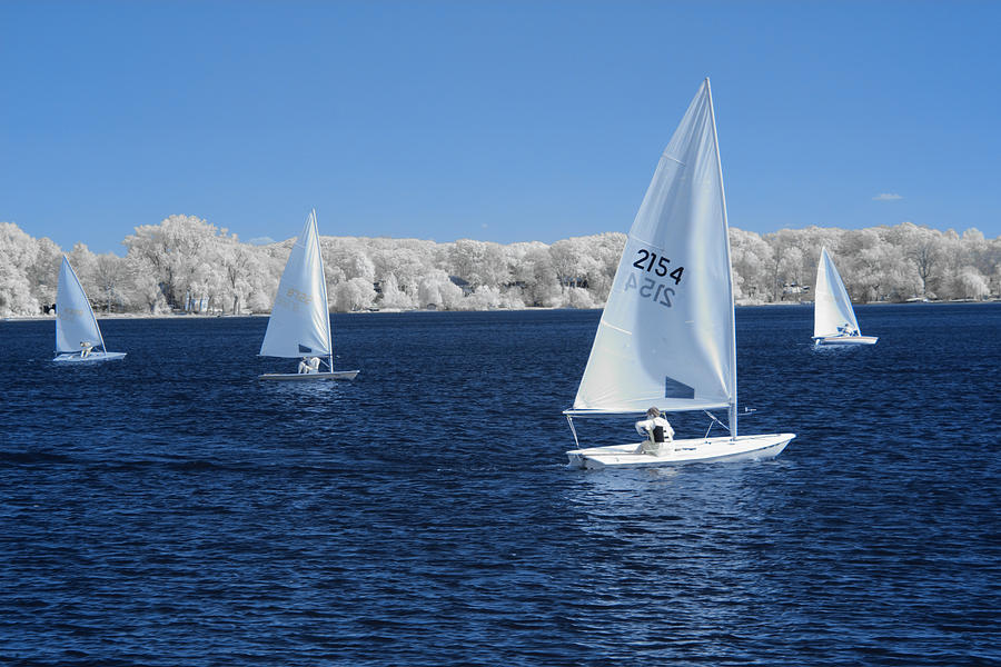 Infrared Photograph of Sailboats on Reeds Lake Photograph by Randall Nyhof