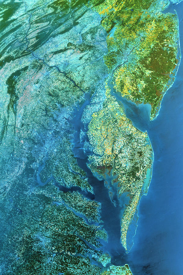 Infrared Satellite Image Of Chesapeake Bay Estuary Photograph by Mda ...