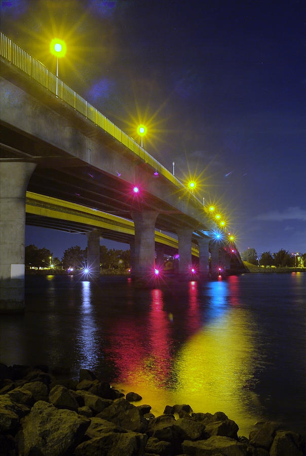 Ingraham Street Bridge at Night Photograph by Wesley Elsberry