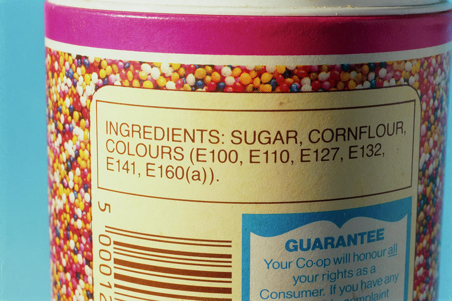 Ingredients Label On Packet Of Cake Decorations Photograph by Adam Hart-davis/science Photo Library