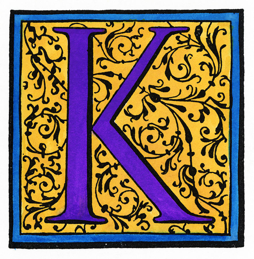 Initial k, C1600 Painting by Granger