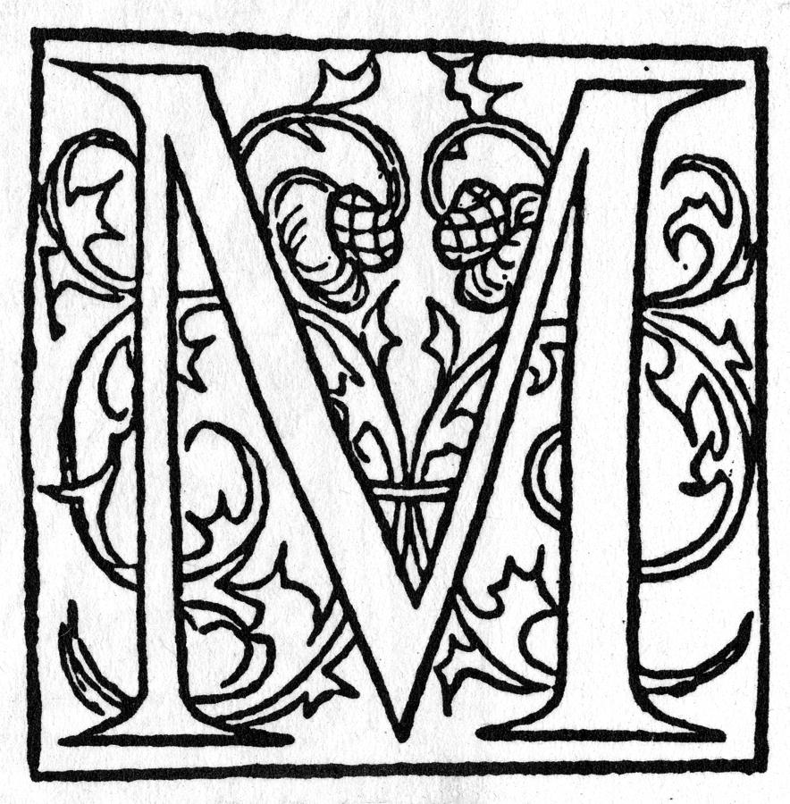 Initial m, 1544 Painting by Granger