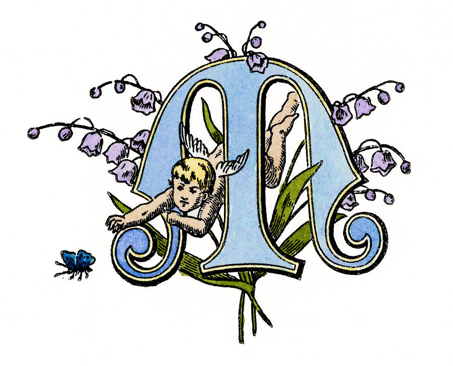 Butterfly Painting - Initial m, C1889 by Granger