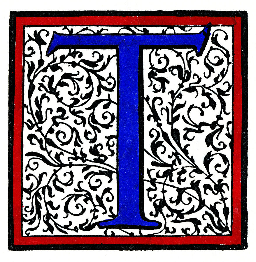 Initial t, C1600 Painting by Granger