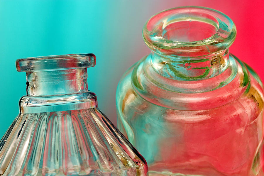 Bottle Photograph - Ink Bottles on Color by Carol Leigh