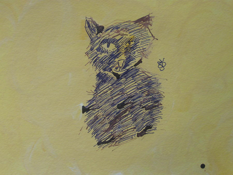 Ink Cat Drawing by AJ Brown