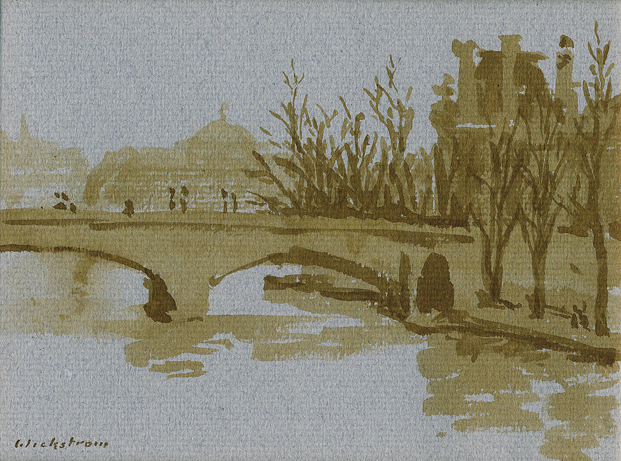 Ink Drawing Pont du Carrousel Paris Painting by Thor WickstromInk Drawing Pont