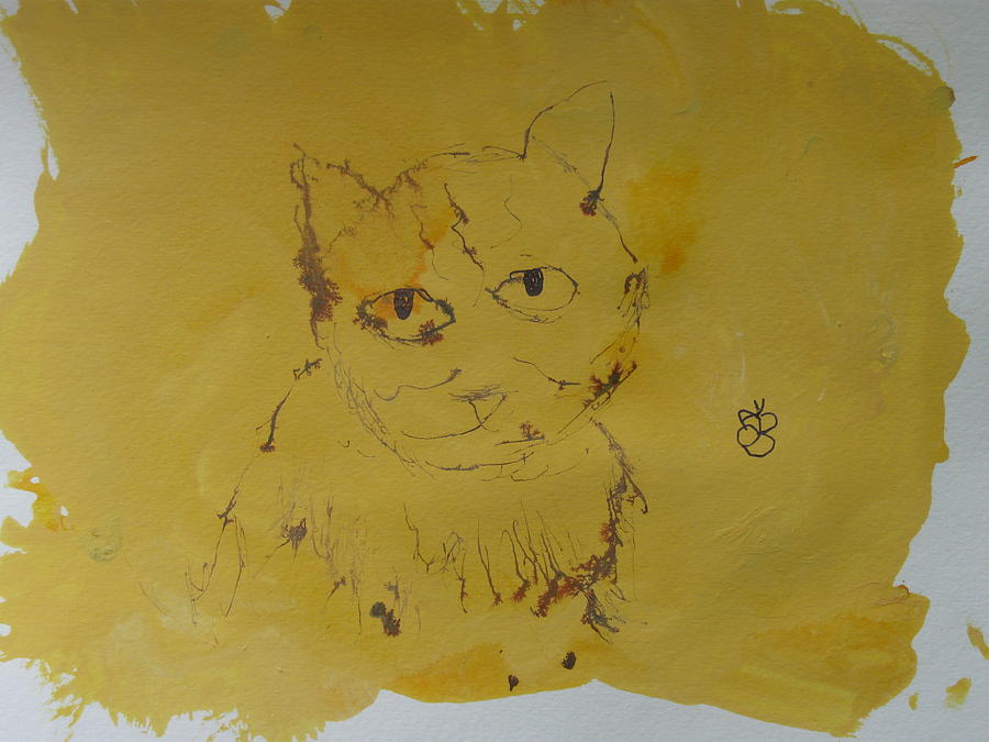Inked Cat 2 Drawing by AJ Brown