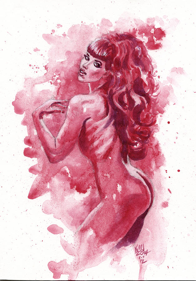 Nude Painting - Inktober 1 Scarlet Fever by Ken Meyer jr