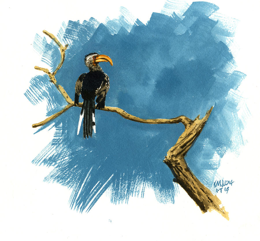 Bird Painting - Inktober 14 Sentry by Ken Meyer jr