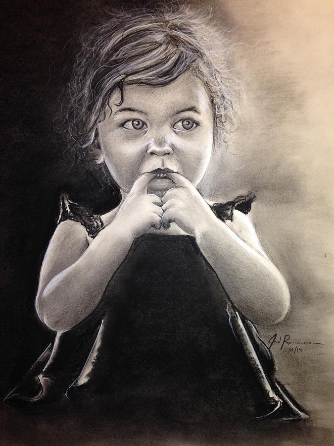 Black And White Drawing - Innocent by Josh Rasmussen