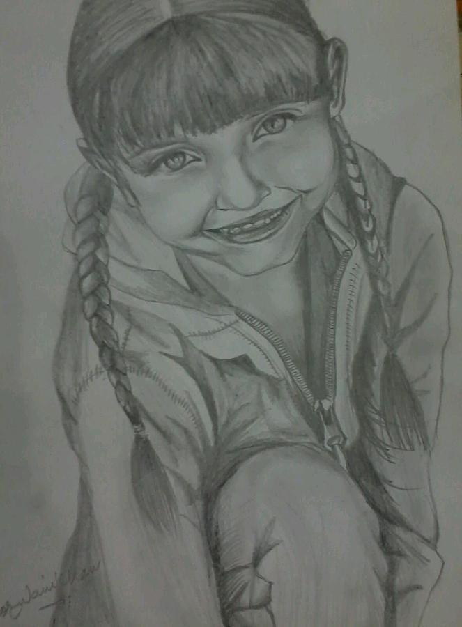 Innocent little girl Drawing by Annie Khan - Fine Art America