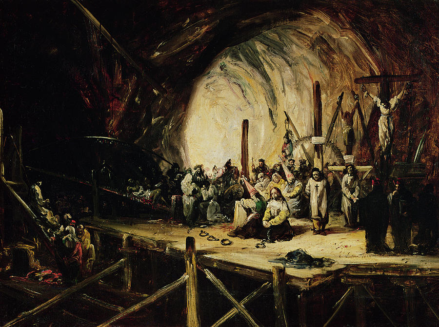Spanish Photograph - Inquisition Scene, 1851 Oil On Canvas by Eugenio Lucas y Padilla