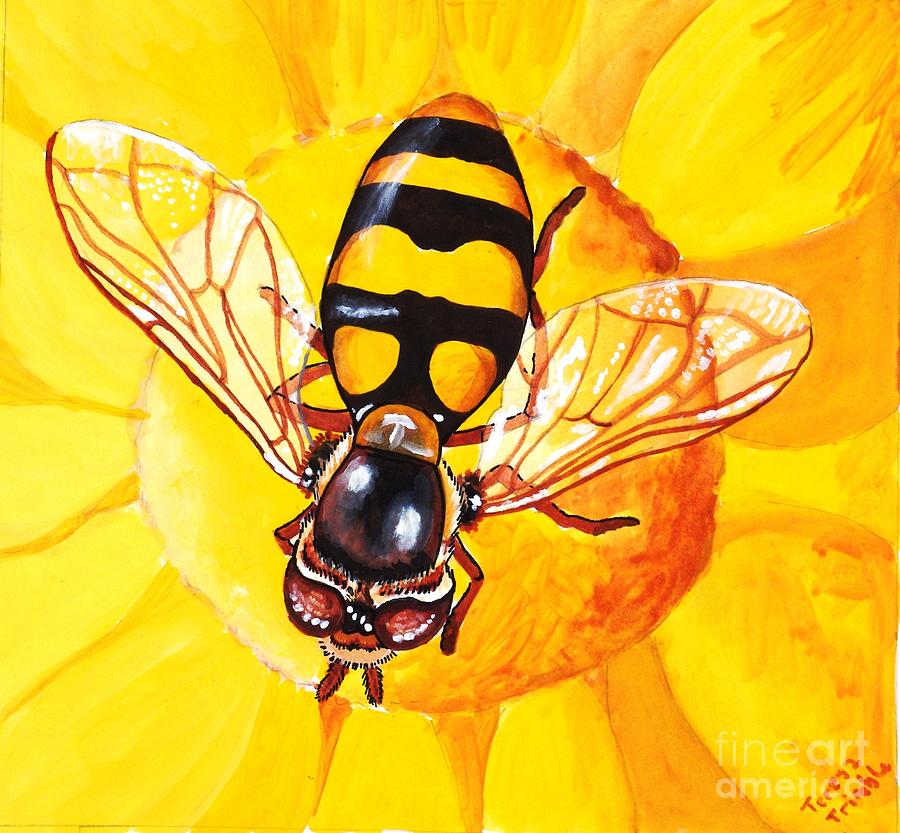 Wildlife Painting - Insect on Flower by Teresa Trimble