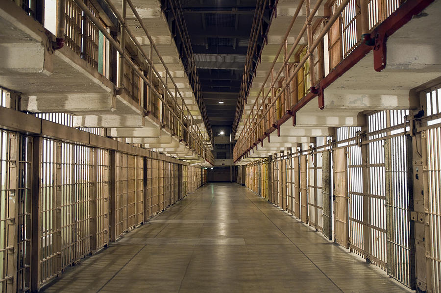 Inside Alcatraz Prison - Row of Bars and Cells Photograph by Leezsnow