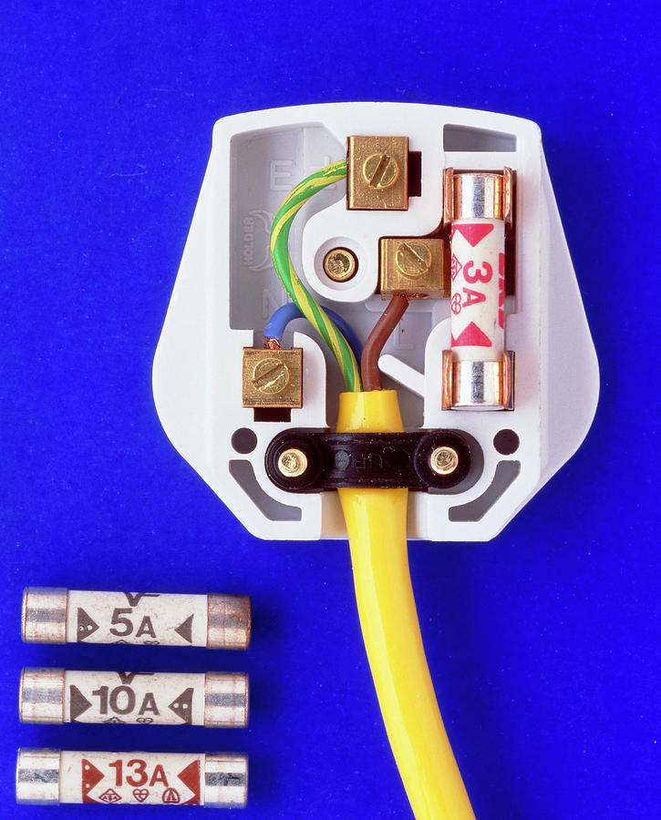Cable Photograph - Inside Of A Three-pin Plug And Three Fuses. by Sheila Terry/science Photo Library