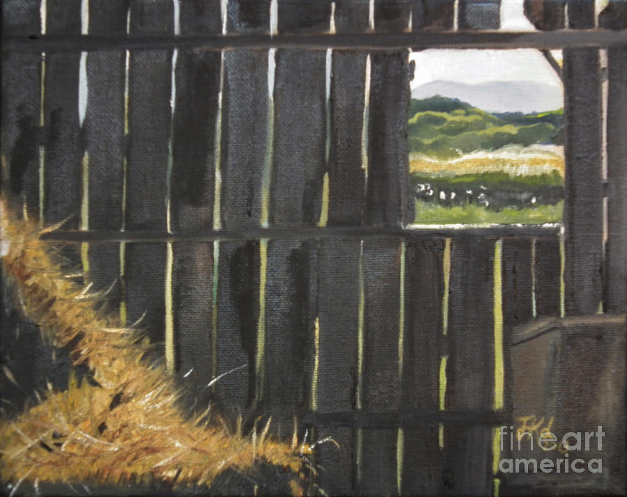 Barn -Inside Looking Out - Summer Painting by Jan Dappen