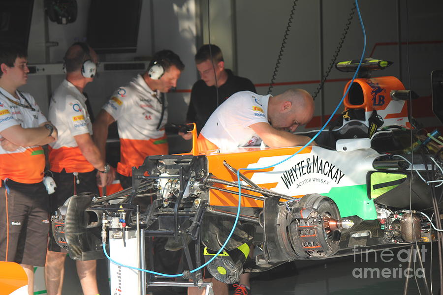 Inside The Force India Garage Photograph by David Grant