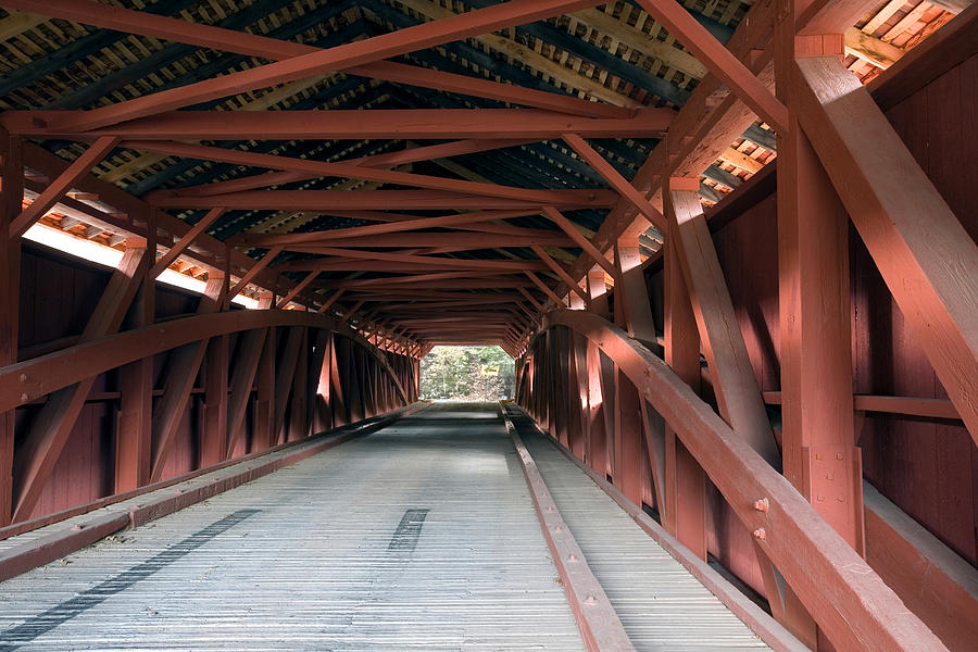 Bridge Photograph - Inside The Hillsgrove Covered Bridge by Gene Walls