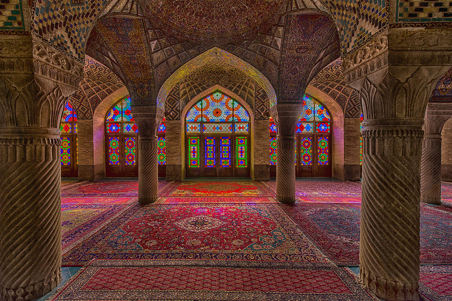 Inside the Nasir ol Molk Mosque in Shiraz, Iran Photograph by Guenterguni