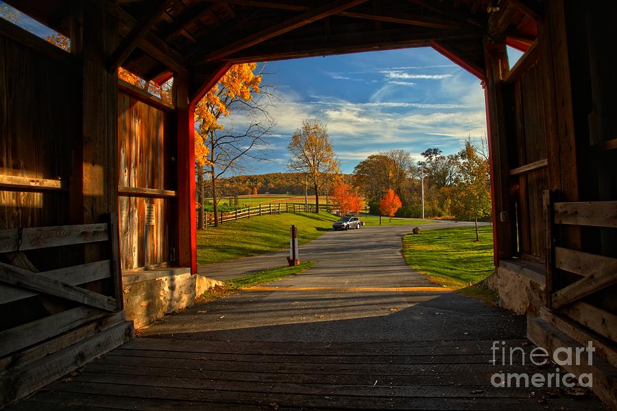 Inside The Poole Forge Covered Bridge Photograph by Adam Jewell