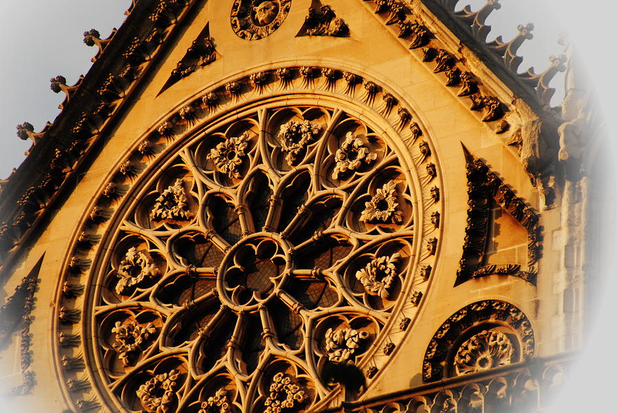Inspirational  - Notre Dame Paris Rose Window Exterior Photograph by Jacqueline M Lewis