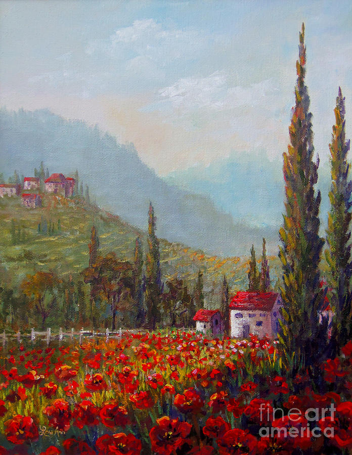 Poppy Painting - Inspired by Tuscany by Lou Ann Bagnall
