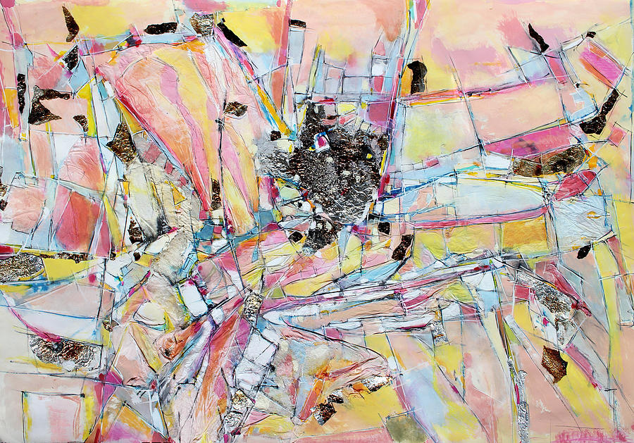 Abstract Expressionist Painting - Inspired by Yellow and Pink by Hari Thomas