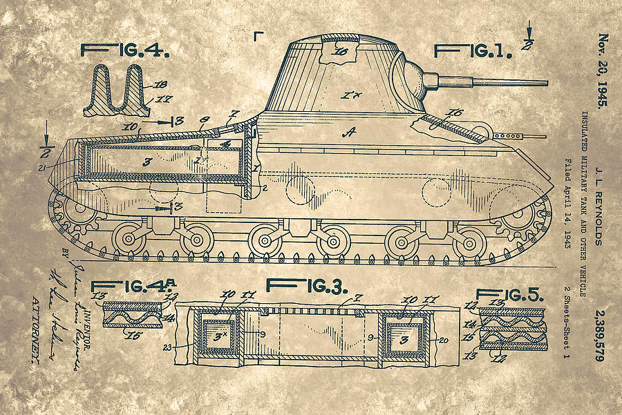 Insulated Military Tank Patented On 1945 Painting by Celestial Images