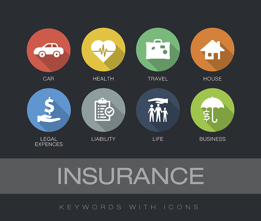 Insurance keywords with icons Drawing by Enis Aksoy